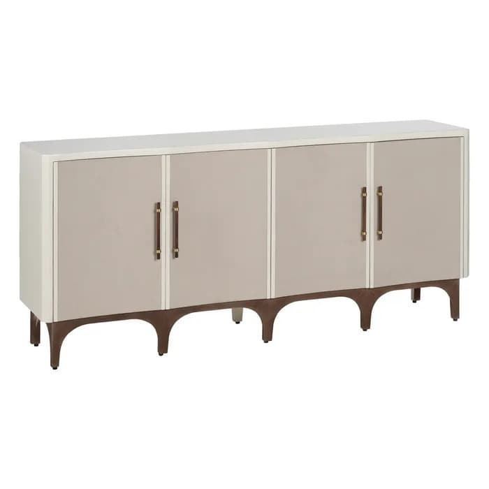 Aparador blanco-beige madera 177x40x84 cm - Imagen 1