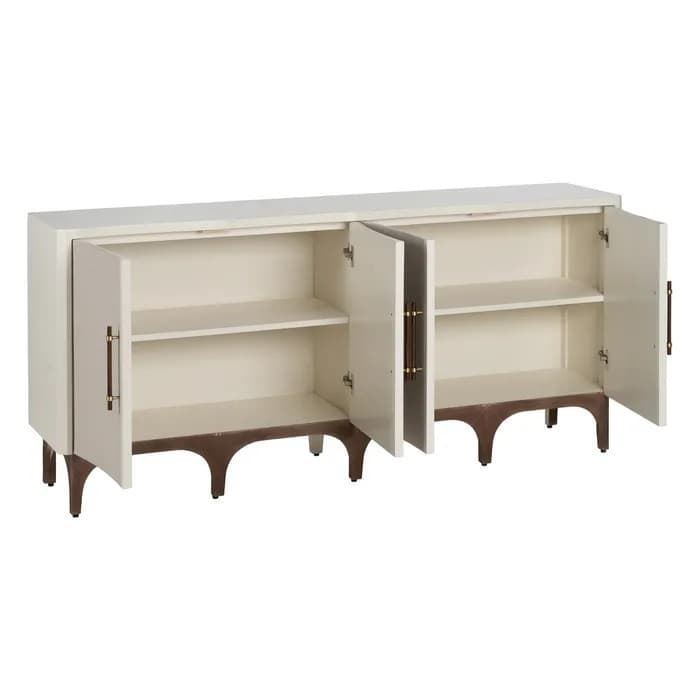 Aparador blanco-beige madera 177x40x84 cm - Imagen 2