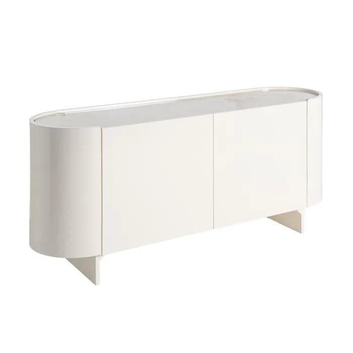 Aparador lacado crema mármol-DM salón 160 x 45 x 75 cm - Imagen 1