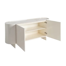 Aparador lacado crema mármol-DM salón 160 x 45 x 75 cm - Imagen 2