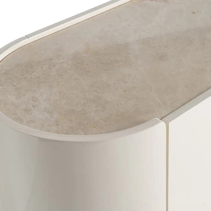Aparador lacado crema mármol-DM salón 160 x 45 x 75 cm - Imagen 4