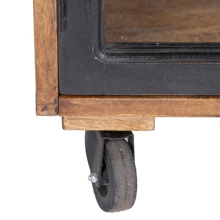 Aparador negro-natural madera de mango 160x35x71 cm - Imagen 3