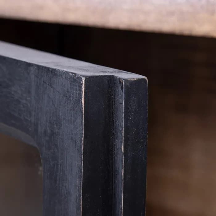 Aparador negro-natural madera de mango 160x35x71 cm - Imagen 5