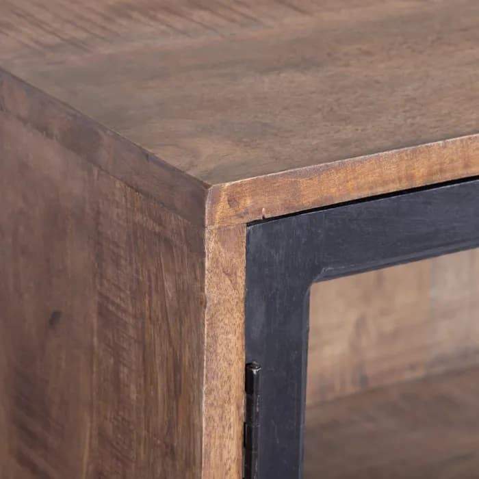 Aparador negro-natural madera de mango 160x35x71 cm - Imagen 6