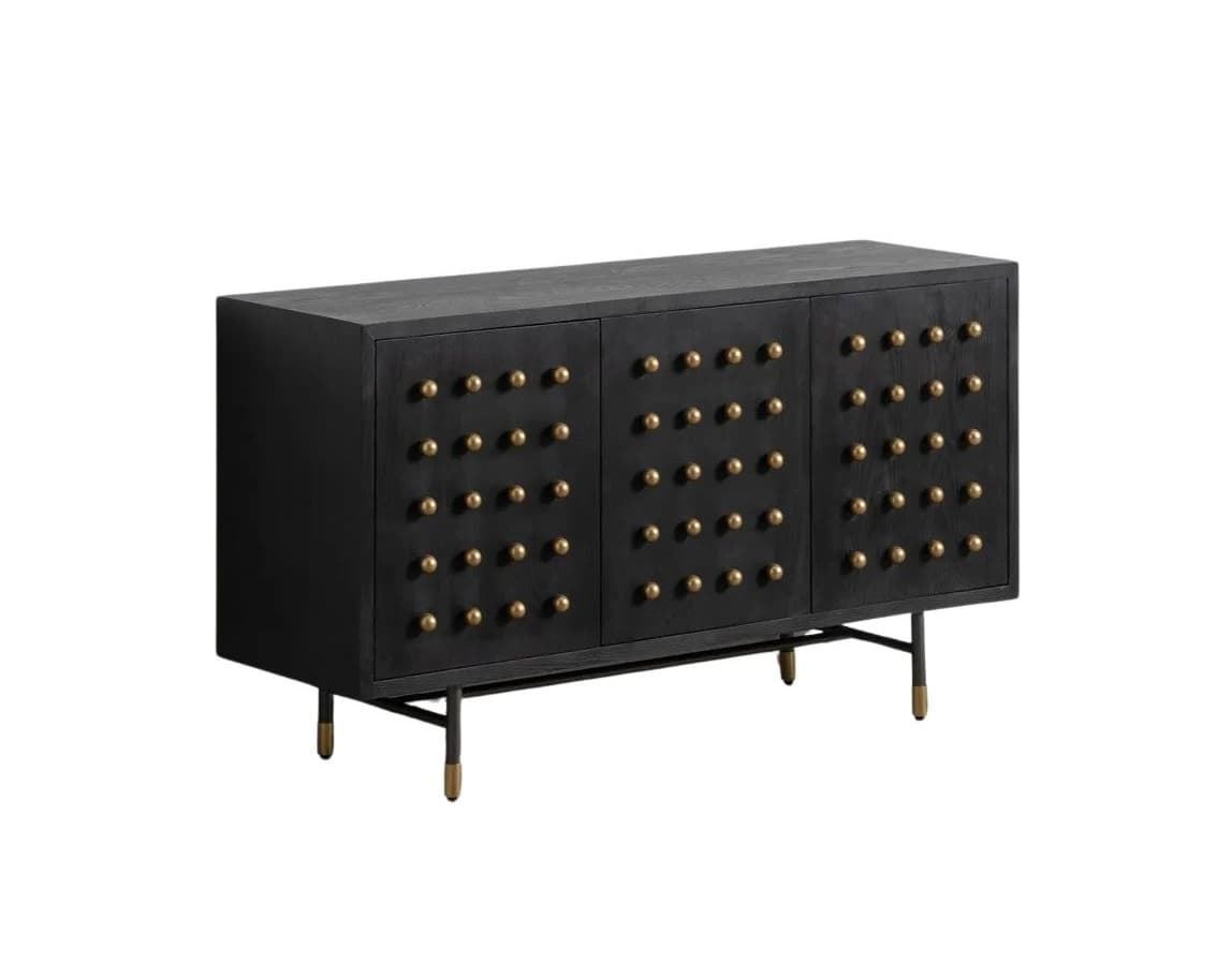 Aparador negro-oro madera/metal 138x40x76 cm - Imagen 1