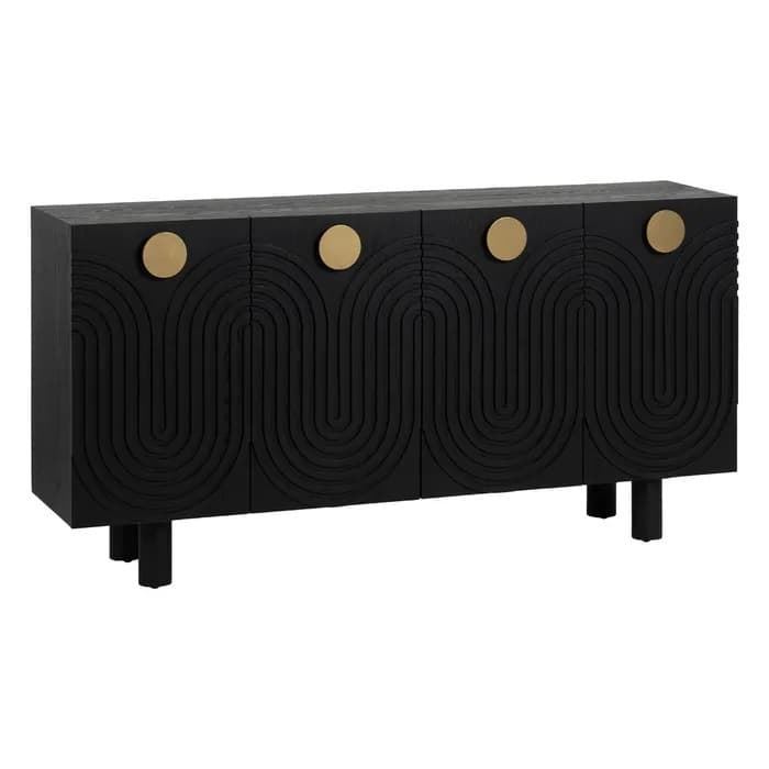 Aparador negro-oro madera/metal 160x40x80 cm - Imagen 1