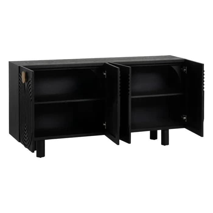 Aparador negro-oro madera/metal 160x40x80 cm - Imagen 2