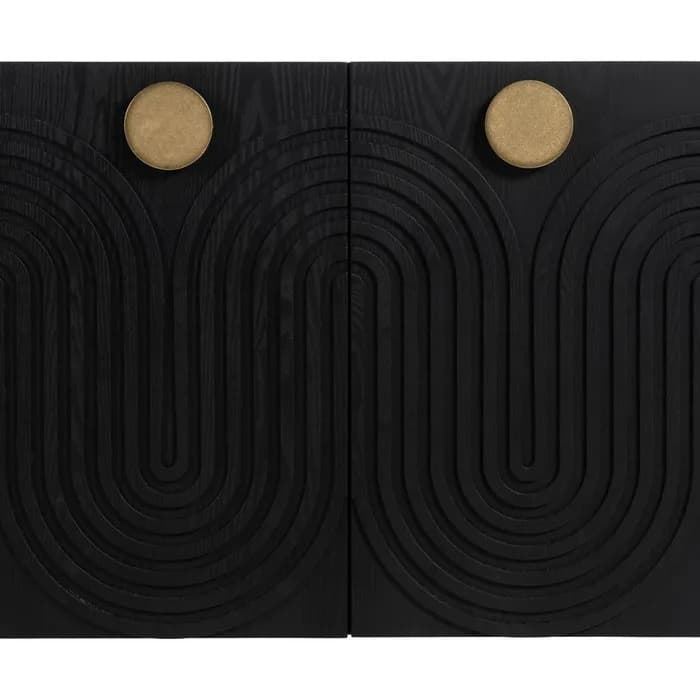 Aparador negro-oro madera/metal 160x40x80 cm - Imagen 3