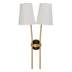 Aplique pared oro-negro metal/tejido 32x16x64 cm - Imagen 2