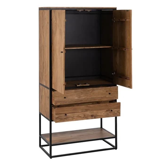 Armario salón natural madera/metal 90x45x190 cm - Imagen 2
