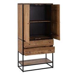 Armario salón natural madera/metal 90x45x190 cm - Imagen 2