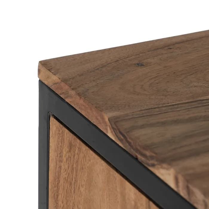 Armario salón natural madera/metal 90x45x190 cm - Imagen 3