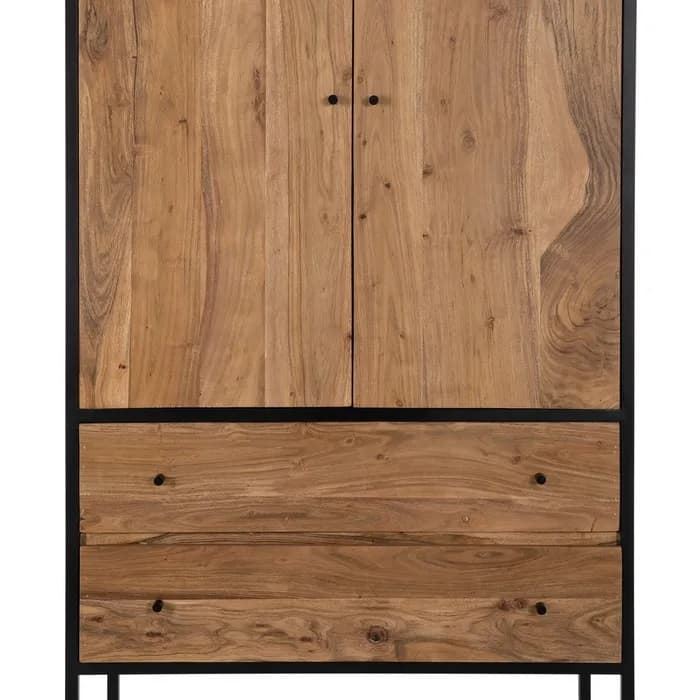Armario salón natural madera/metal 90x45x190 cm - Imagen 4