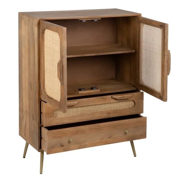 Armario salón natural madera/ratán 87x40x120 cm - Imagen 2