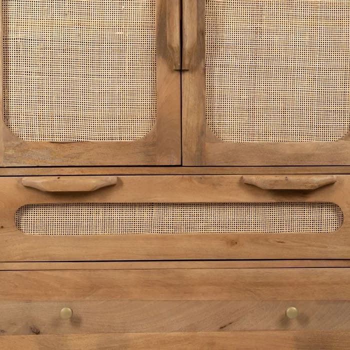 Armario salón natural madera/ratán 87x40x120 cm - Imagen 4