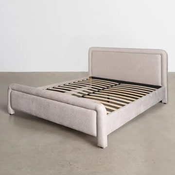 Cama beige tejido dormitorio 160 x 217 x 107 cm - Imagen 1