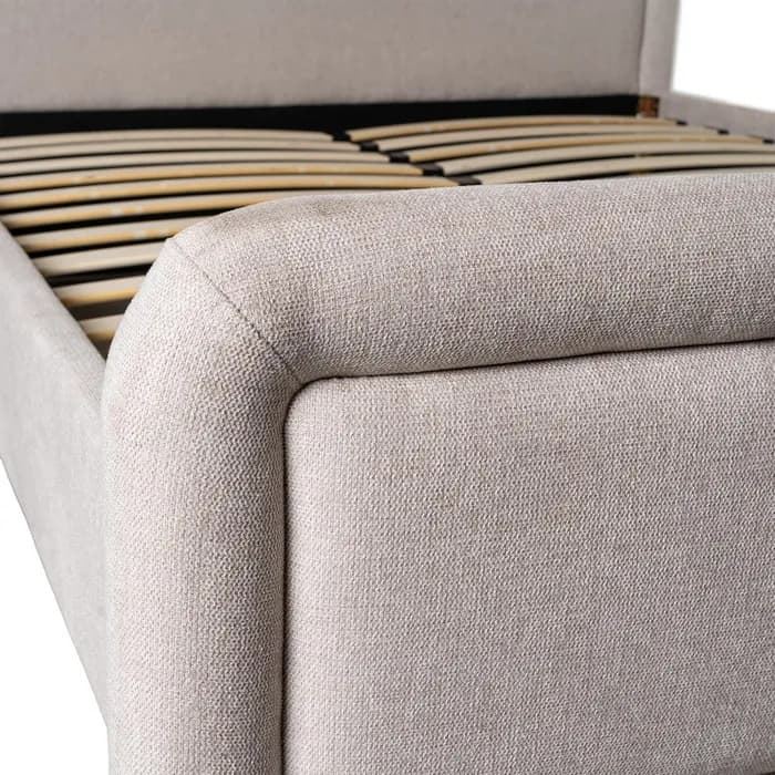 Cama beige tejido dormitorio 160 x 217 x 107 cm - Imagen 3