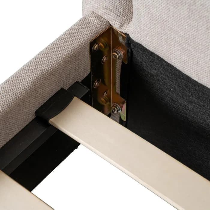 Cama beige tejido dormitorio 160 x 217 x 107 cm - Imagen 4