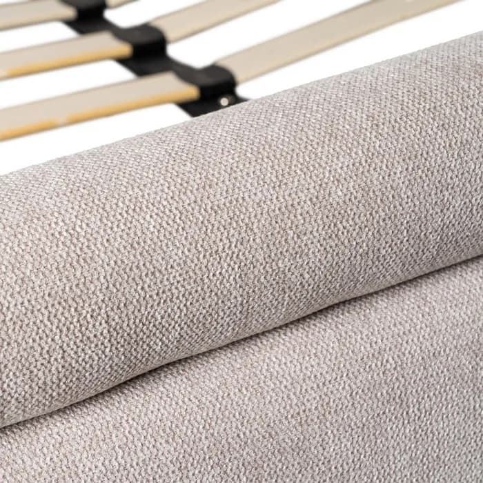 Cama beige tejido dormitorio 160 x 217 x 107 cm - Imagen 5