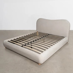 Cama beige tejido dormitorio 160 x 217 x 94 cm - Imagen 1