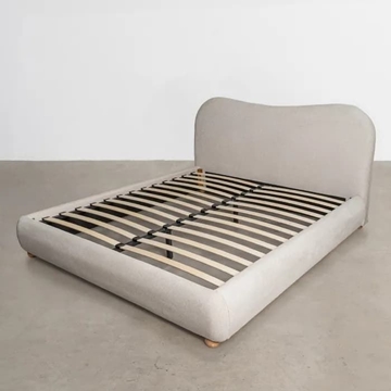 Cama beige tejido dormitorio 160 x 217 x 94 cm - Imagen 1