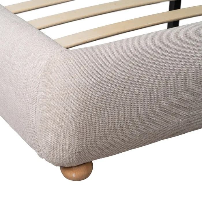 Cama beige tejido dormitorio 160 x 217 x 94 cm - Imagen 3