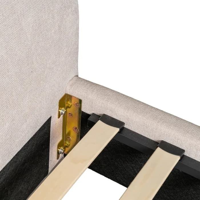 Cama beige tejido dormitorio 160 x 217 x 94 cm - Imagen 4