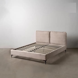 Cama beige tejido dormitorio 163 x 215 x 93 cm - Imagen 1