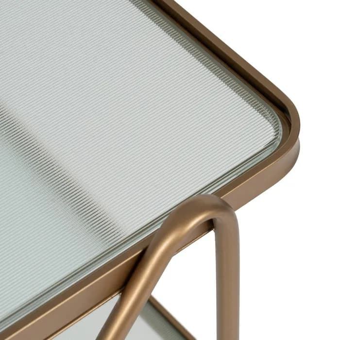 Camarera ruedas oro metal-cristal 61 x 40 x 70 cm - Imagen 3