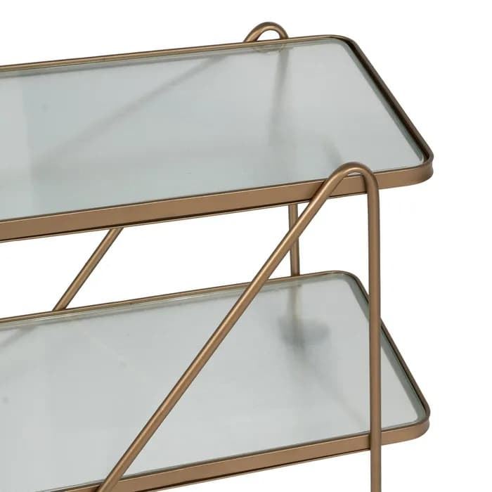 Camarera ruedas oro metal-cristal 61 x 40 x 70 cm - Imagen 4