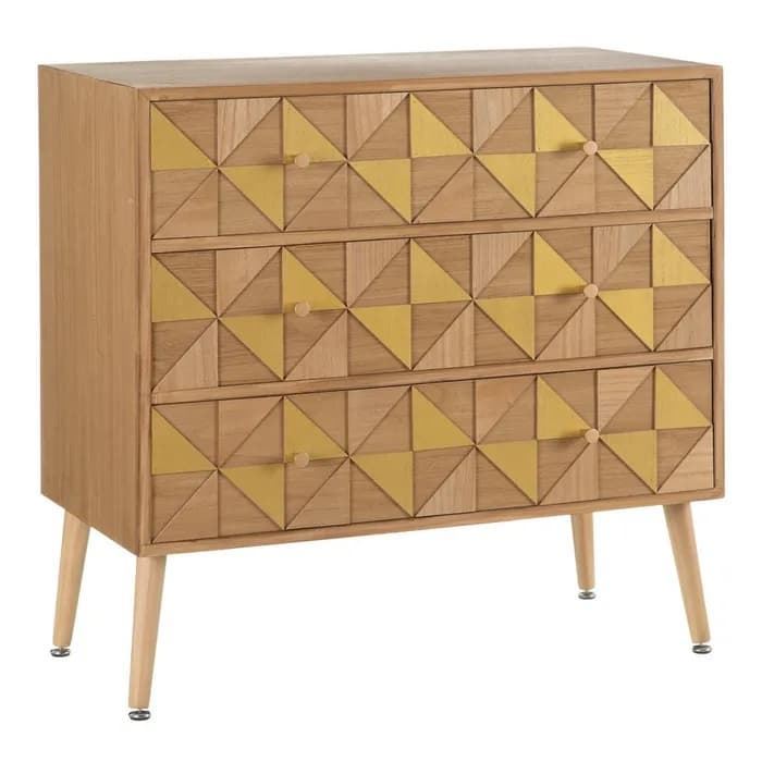 Cómoda natural-oro madera paulonia 80x40x79.50 cm - Imagen 1