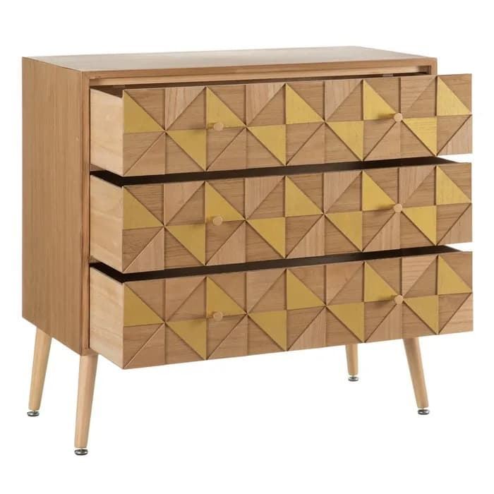 Cómoda natural-oro madera paulonia 80x40x79.50 cm - Imagen 2