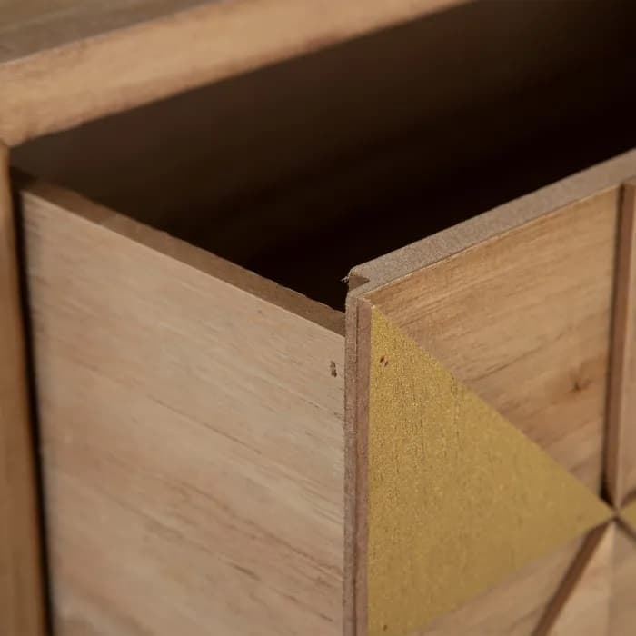 Cómoda natural-oro madera paulonia 80x40x79.50 cm - Imagen 4