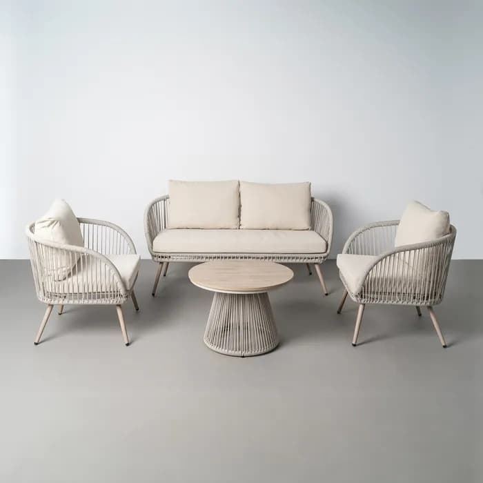 Conjunto jardín Duna acero-rattán PE 1 cm - Imagen 1