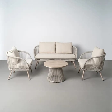 Conjunto jardín Duna acero-rattán PE 1 cm - Imagen 1