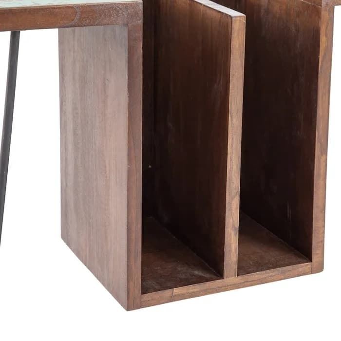 Escritorio marrón-azul madera/metal 140x35x77 cm - Imagen 3