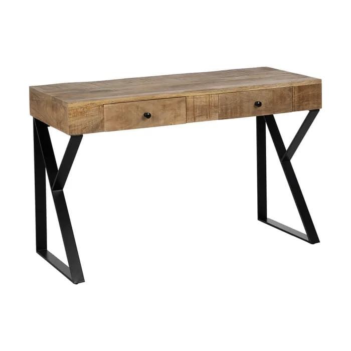 Escritorio marrón-negro madera-metal 120 x 50 x 77 cm - Imagen 1