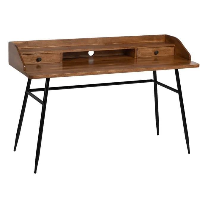 Escritorio marrón-negro madera/metal 140x60x90 cm - Imagen 1
