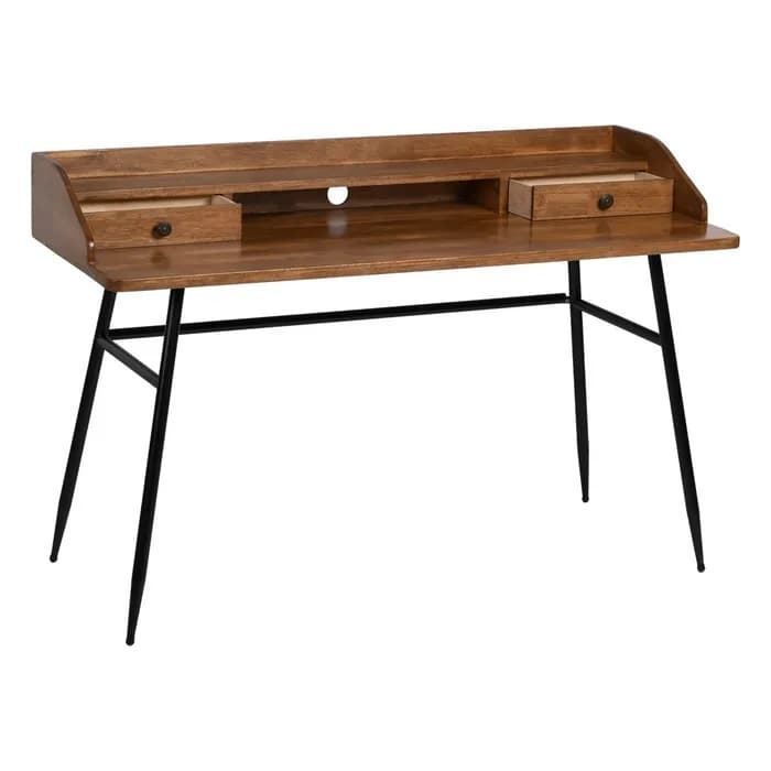 Escritorio marrón-negro madera/metal 140x60x90 cm - Imagen 2