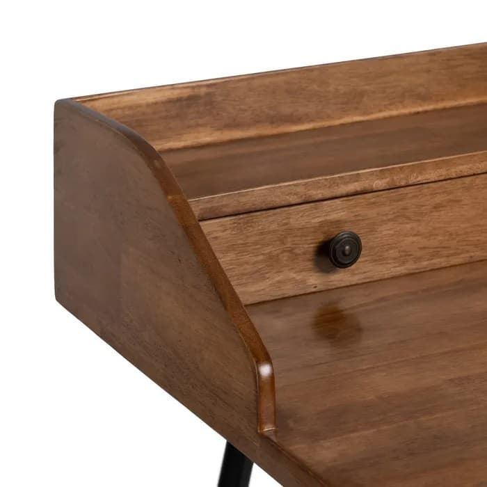 Escritorio marrón-negro madera/metal 140x60x90 cm - Imagen 3
