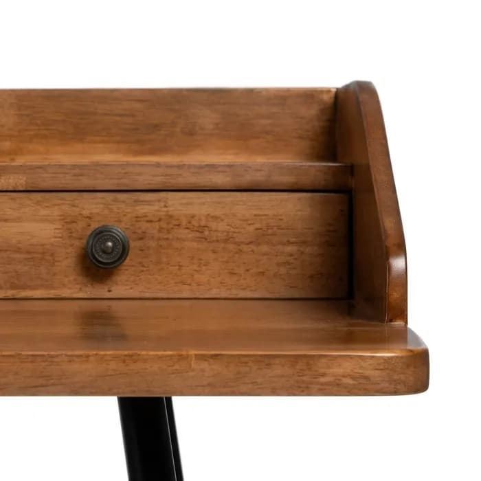 Escritorio marrón-negro madera/metal 140x60x90 cm - Imagen 5