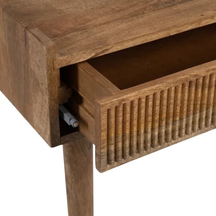 Escritorio natural madera de mango 110x50x76 cm - Imagen 5