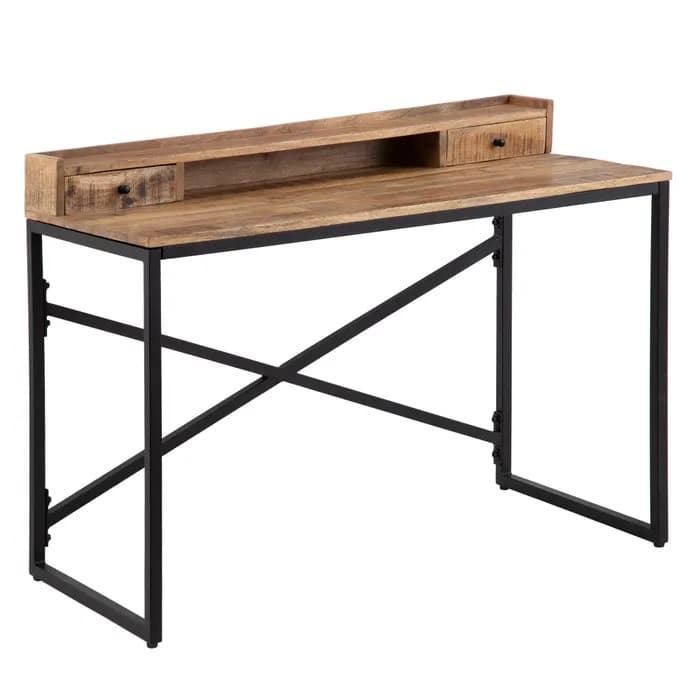 Escritorio natural-negro madera/hierro 120x55x90 cm - Imagen 1