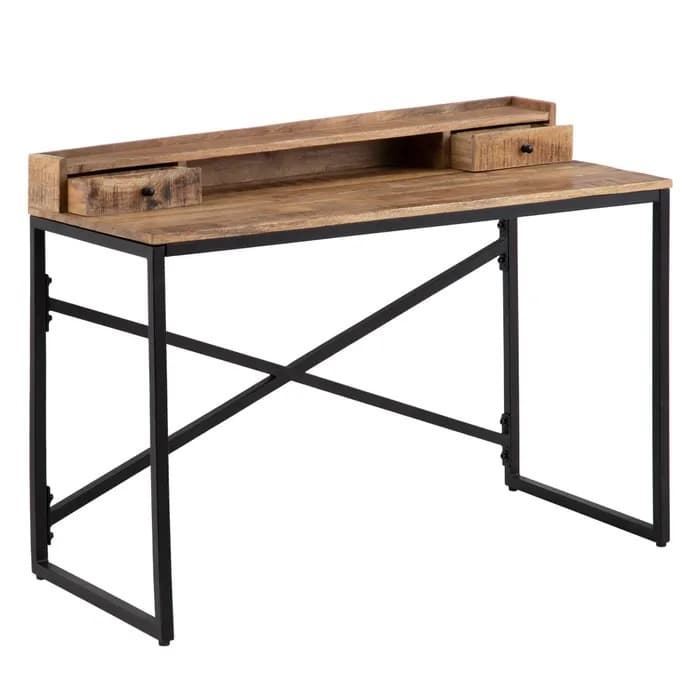 Escritorio natural-negro madera/hierro 120x55x90 cm - Imagen 2