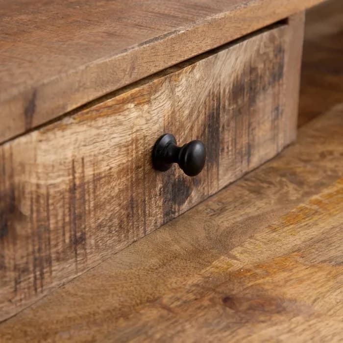 Escritorio natural-negro madera/hierro 120x55x90 cm - Imagen 4