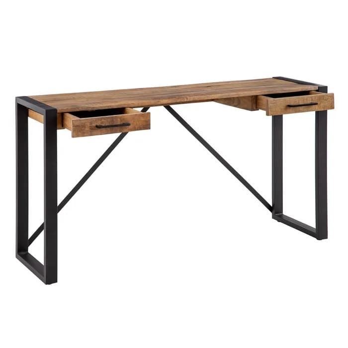 Escritorio natural-negro madera/hierro 140x40x78 cm - Imagen 2