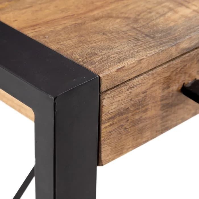 Escritorio natural-negro madera/hierro 140x40x78 cm - Imagen 3