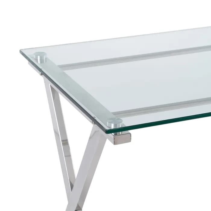 Escritorio transparente cristal moderno 110x55x76 cm - Imagen 2