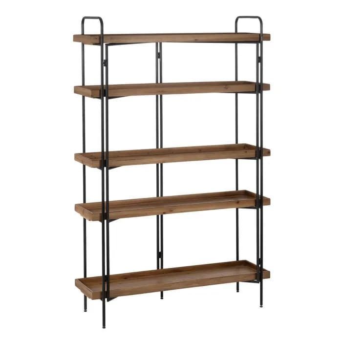 Estantería natural-negro metal/madera 111x34x176 cm - Imagen 1