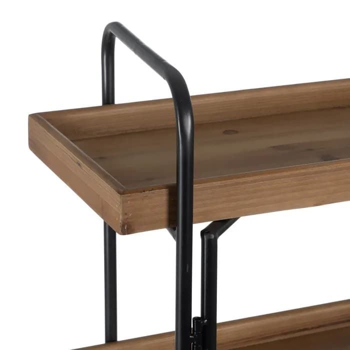 Estantería natural-negro metal/madera 111x34x176 cm - Imagen 2